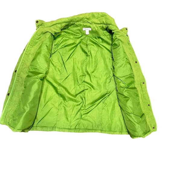 Relativity Bright Green Faux Suede Vest W/ Brass Colored Snaps & Zipper (XL) - Picture 11 of 12